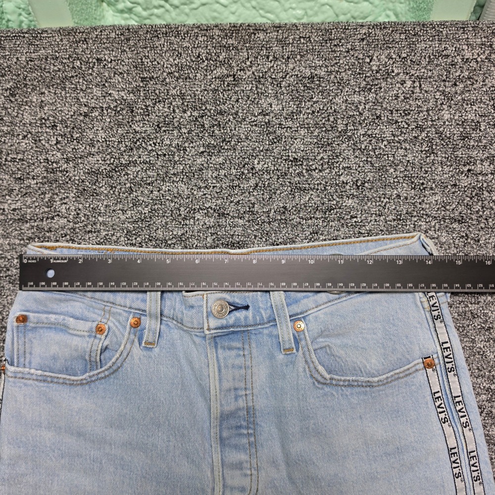 Jeans Levis 29 Womens Light Blue Excellent 501 Premium Side Logo Tape Straight - Picture 10 of 13